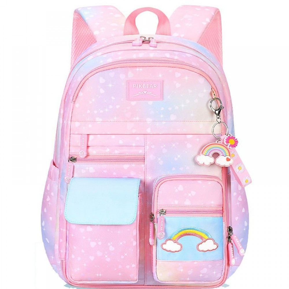 Cute Backpack for Girls 4-6 Multi-Pocket Pink Waterproof Backpacks