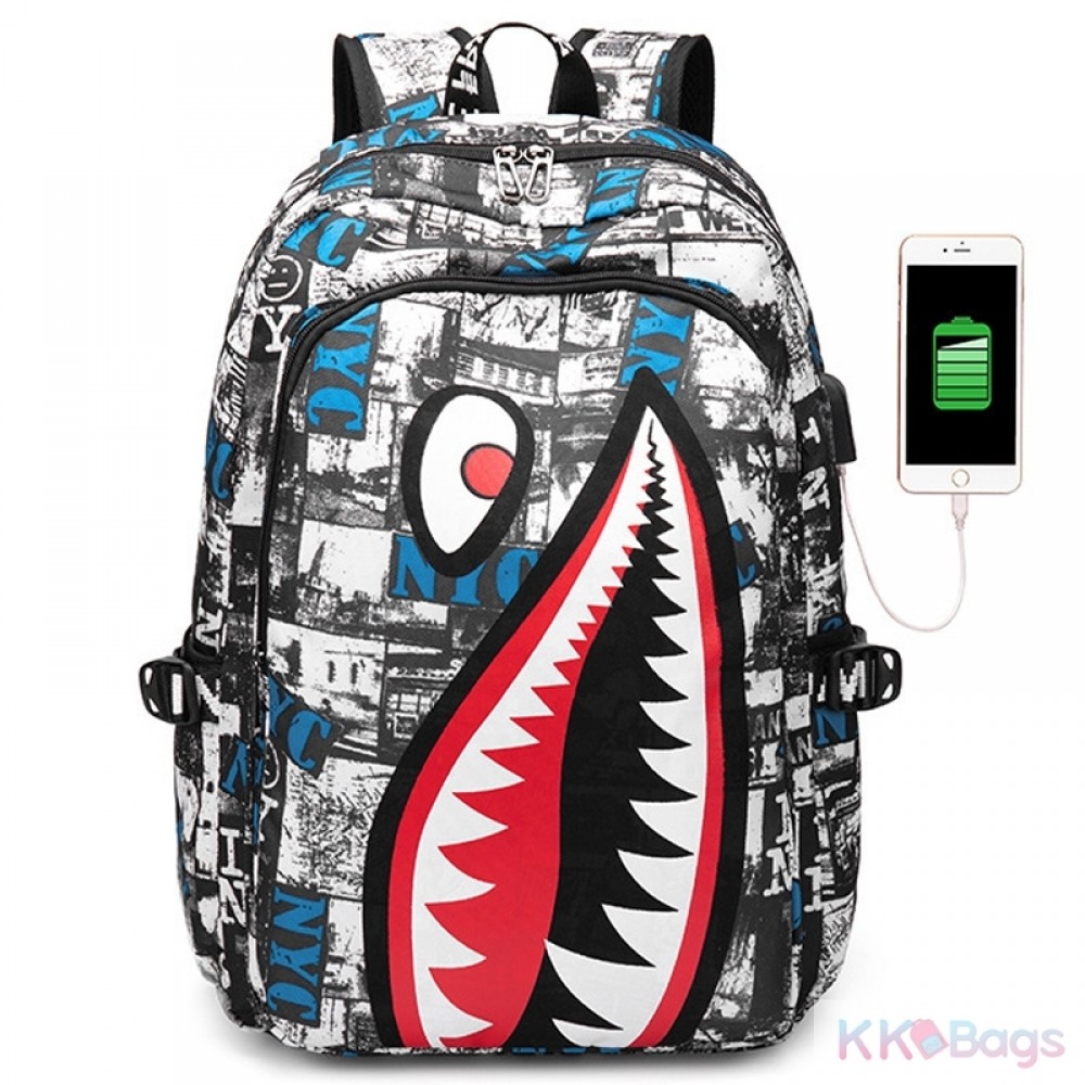 ISSIN 3PCS Shark Backpack 17 Inch Aesthetic Casual