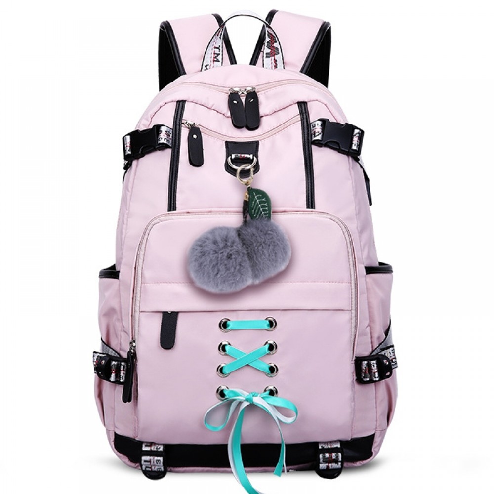 Pink Middle School Backpack for Teenage Girls Book Bag 18 inch Daypack ...