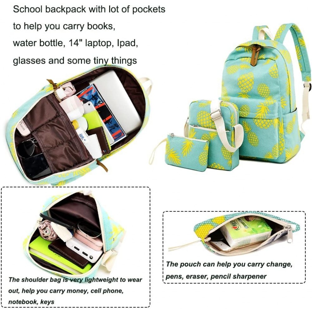 3PCS School Backpack for Girls, Kids Bookbags Set Primary Girls