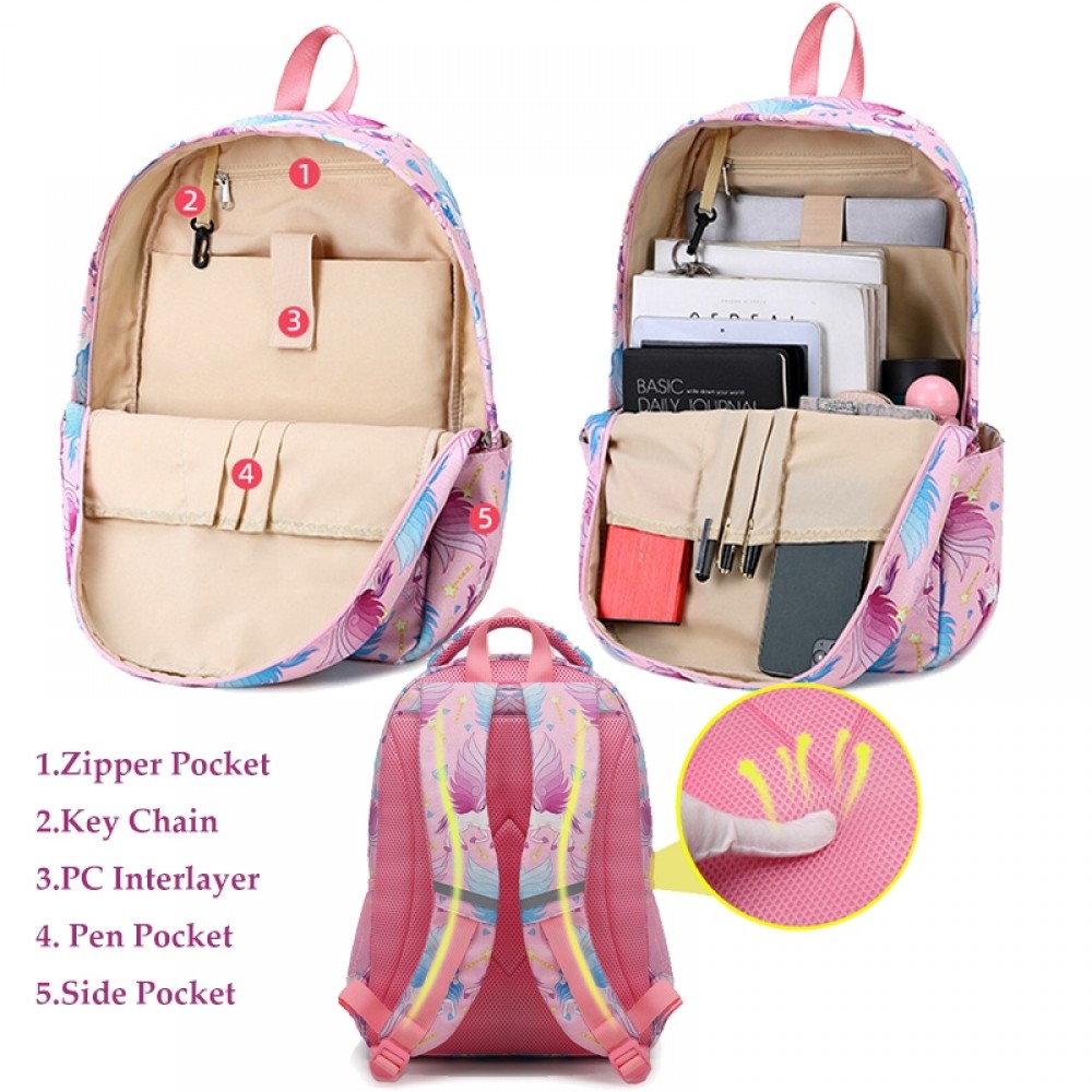 Kid's Unicorn Backpack for Elementary School Cute Bookbag with Lunch ...