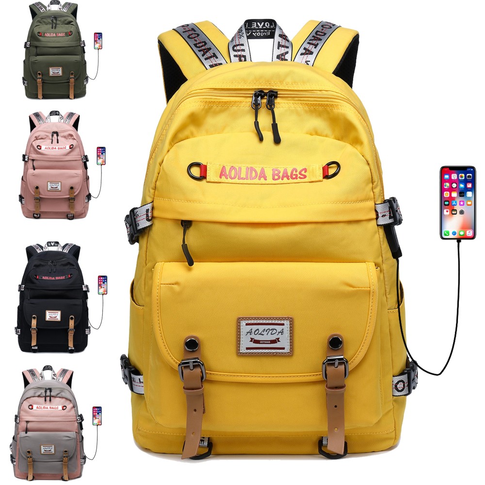 Teenages' Girls & Boys Oxford Waterproof School Backpack with USB ...