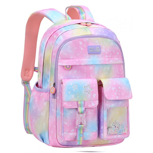 Elementary School Pink Backpack For Kids Girls Lovely Students Bookbag