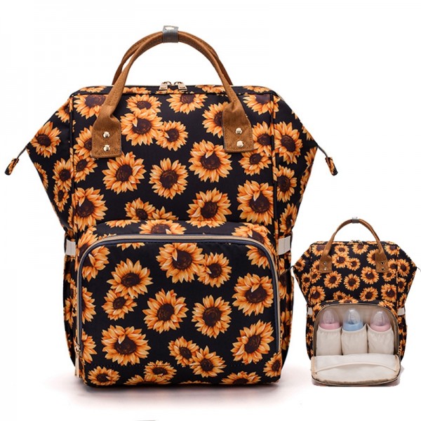Sale Mum Outdoor Diaper Bag Backpack Fun Floral Printing Big Travel Bag Baby Nappy Bag