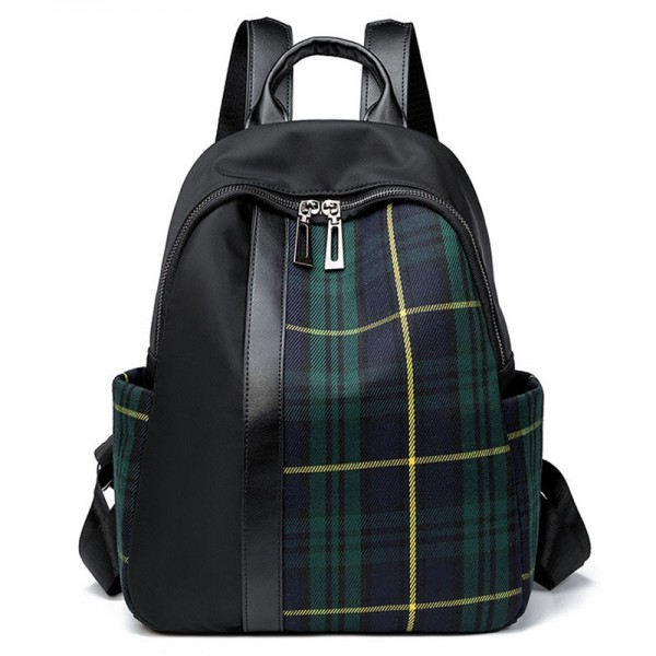 Retro Plaid Lady Backpack Large Capacity Oxford School Bag