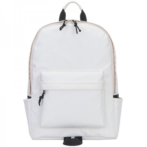 Middle High School Backpacks Pure Color Boys Girls Bookbag White/Black