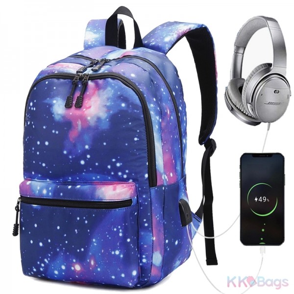 Big Galaxy Teen Boys School Bag Daypack Waterproof USB Backpack