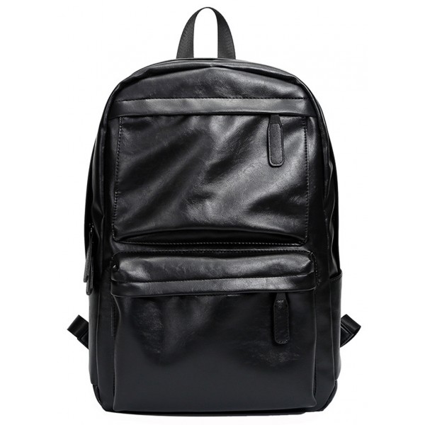 Unisex PU Leather School Backpack Shoulder Bag Travel Hiking Rucksack Casual Daypack