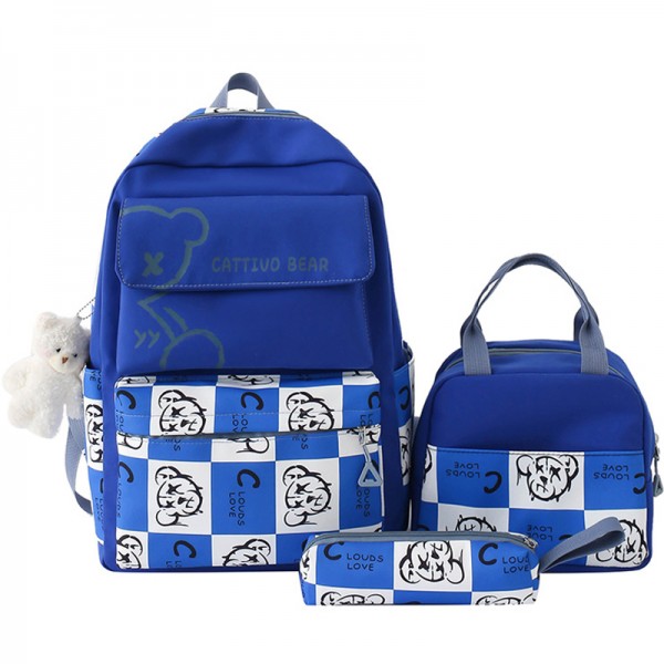 3pcs Girls Bag Set Bear Backpack Lunch Bag Stationery Bag
