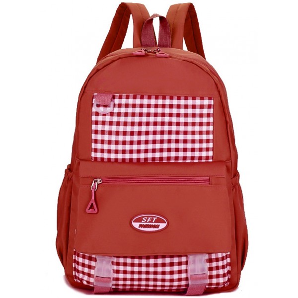 Cute Girls Campus Backpack for Teen Plaid Pattern School Book Bag