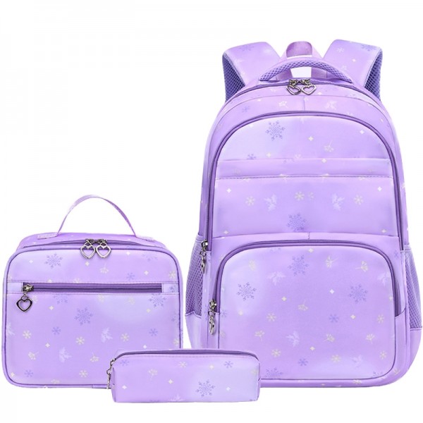 Girls Campus Backpack Set For School Snowflake Pattern School Bookbag