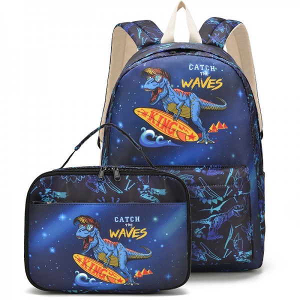 Dinosaur Bacpack for Boys & Girls School Students Bookbag with Lunchbox Grade 1-6th