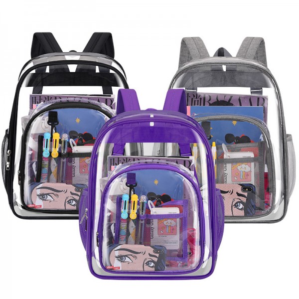 Clear Backpack Heavy Duty PVC Schoolbag For Children Students