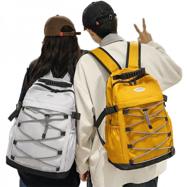 Drawstring Design Women Men Backpack Large Capacity Book Bag For Students Couples