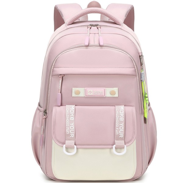 Pink Backpack Durable Nylon Cloth  School Bag For Girls School Travel