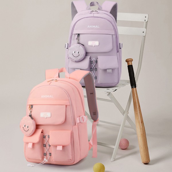 Pink School Bag Multiple Pockets Backpacks For Girls And Boys