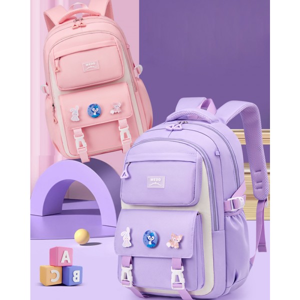 Purple Junior Backpack Cute Schoolbag For Girls Students