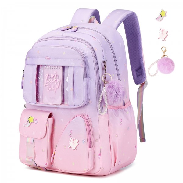 Girls Backpack Sweet Gradient Color Kawaii School Boogbag for Kindergarteners Primary Elementary