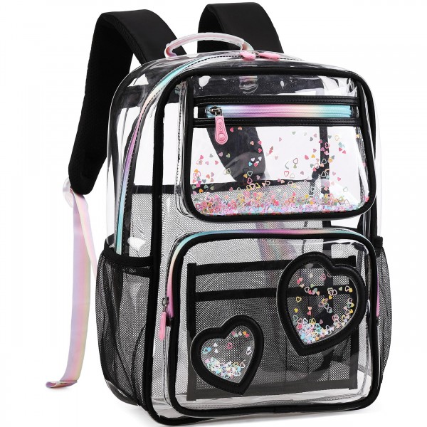 Girls Clear Backpack Teens Bookbags Transparent See Through Middle College School Bag Large Laptop Backpacks