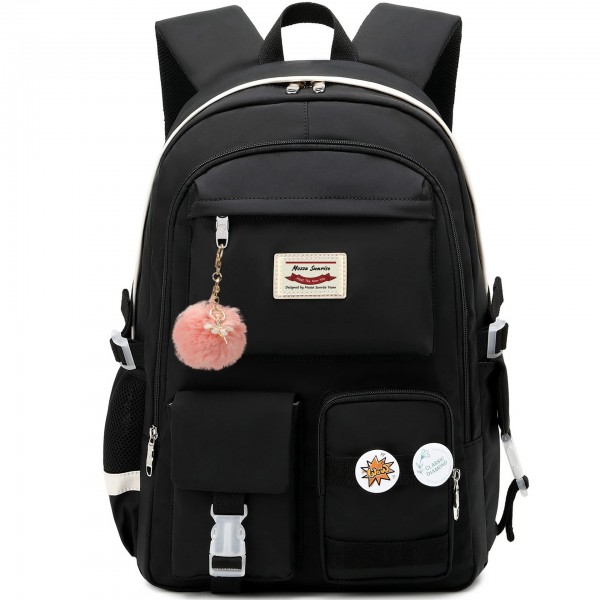 Girls Black Backpacks 15.6 Inch Large School Bag College Backpack Anti Theft Travel Daypack Large Bookbags
