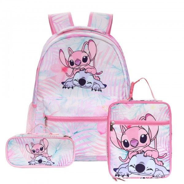 Stitch Backpack for Girls School Bags with Lunch Bag/Pencial Case for Students Travel Book Bag for Elementary Primary