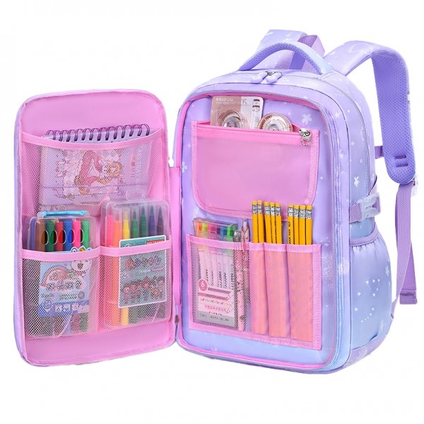 Kawaii Backpack for Girls Multi-pocket Laptop Bag Large Capacity Double Shoulder Backpack 17in Dreamy Gradient Daypack