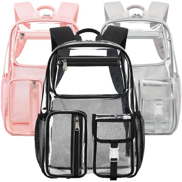 Heavy Duty Clear Backpack Transparent BookBag Large Capacity See Through Backpack for Sport Events Travel
