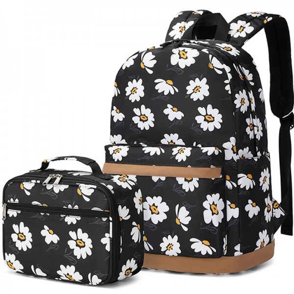 Teenage Girls' Middle School Backpack Daisy Bookbag with Lunch Bags