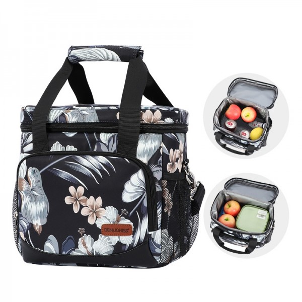 Pattern Lunch Box Deluxe Dual Compartment Insulated Lunch Cooler Bag