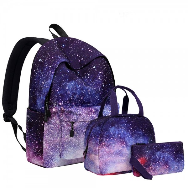 KKbags Fashion Galaxy School Backpack Set Lunch Bag & Pencil Case Top Level