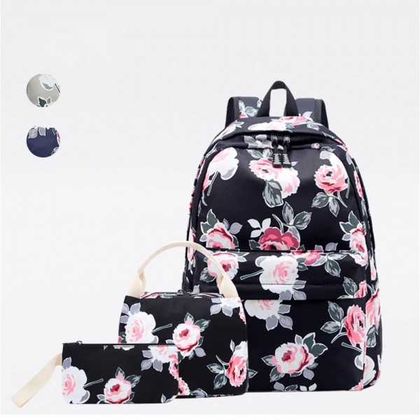 Sale Backpack for Girls Floral School Laptop Knapsack Lunch Bag Pencil Case