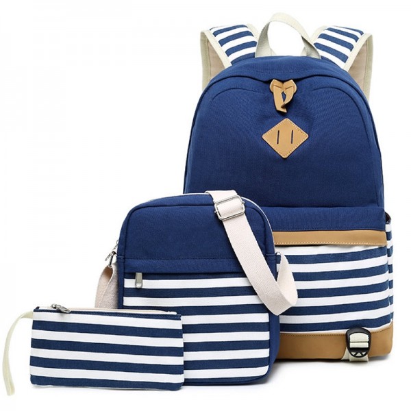 School Backpack Sets for Teen Girls Back to School Stripes Book Bag with Crossbody Bag & Pencil Case
