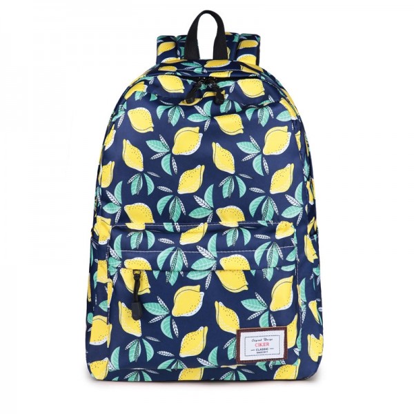 Cute Chic Lemon Printed Water Resistant Backpack for Teen Girls