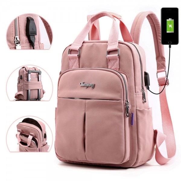 Mini Girls Backpack Fashion Laptop Travel Bag Handbag with USB Charging Port