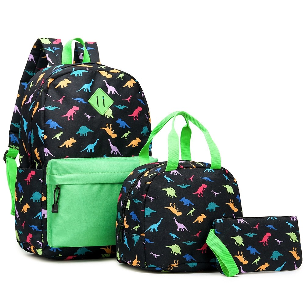 Kid's Dinosaur 3 in 1 Backpack Set Lovely Durable Bookbag Lunch Box &  Pencil Case